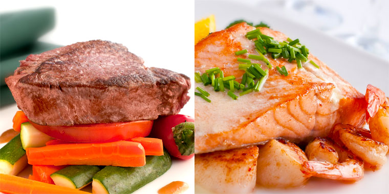 Steak and Salmon